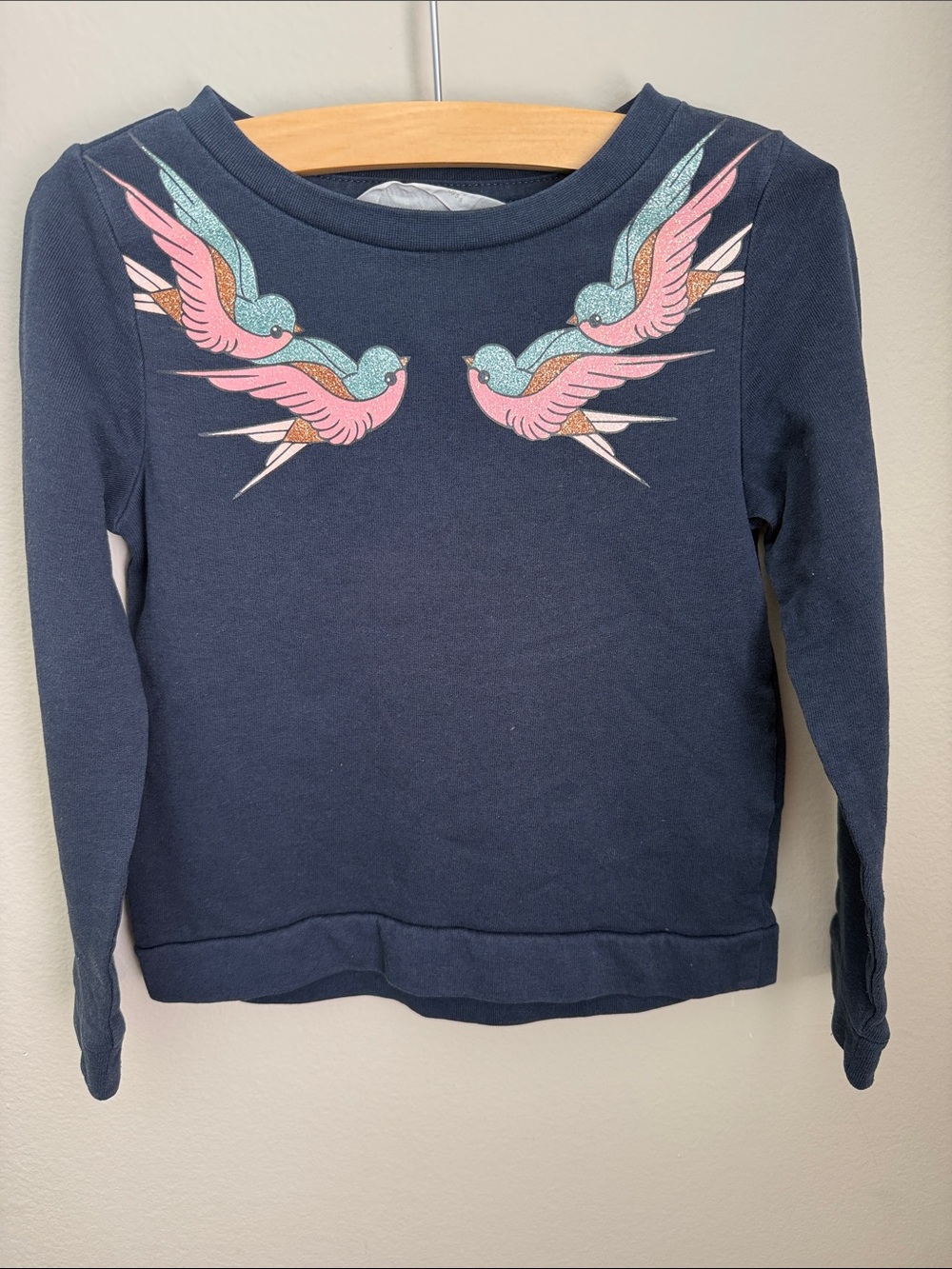 H&M Girls Navy Sweatshirt with birds 4-6T